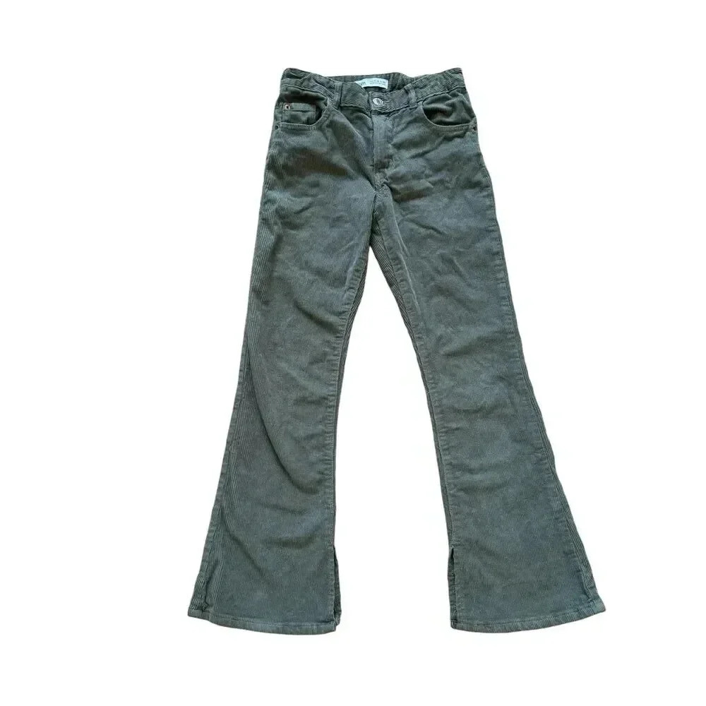 Zara Kids Green Corduroy Pants Flare Girls Size 11-12